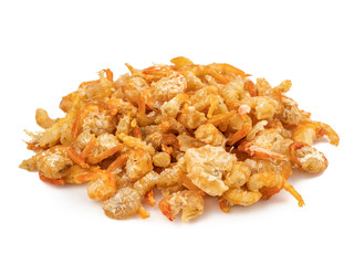 Small dried shrimp isolated on a white background