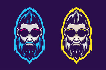 head man Beard sport e-sport mascot gaming logo