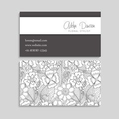 Flower business cards white and black