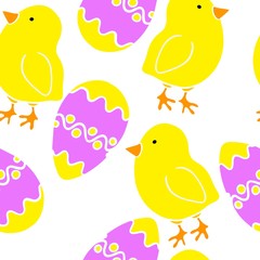  vector illustration, pattern bird chicken chicken eggs on a white background, children's textiles, Easter