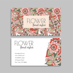Red flower business cards