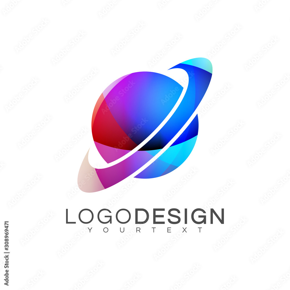 Poster planet gradient logo vector design color full
