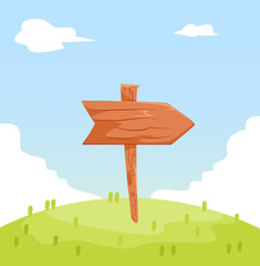 wooden signboard with nature landscape background