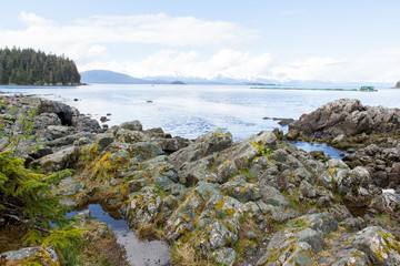 Fototapeta na wymiar Sea view at Point Bridget State Park Juneau, Alaska
