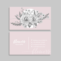 Flower business cards pink background