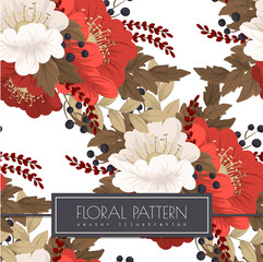Background flower - red flowers seamless pattern