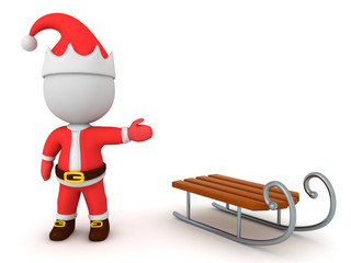 3D Santa Claus showing christmas sleigh