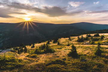 sunset over the mountains