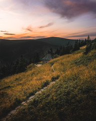 sunset over the mountains