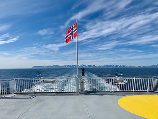 Rear deck of the ferry, Lofoten, Norway