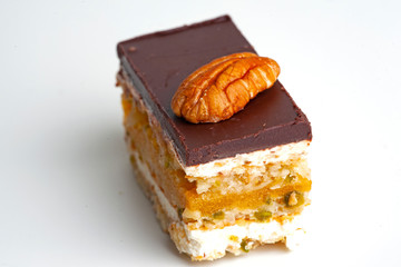 cake with chocolate and nuts