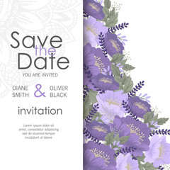 Floral wedding template - purple floral card