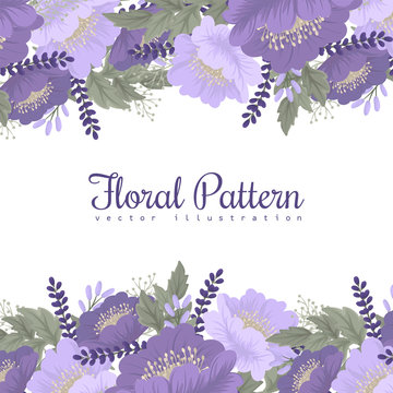Purple Floral Background - Flower Border