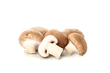Champignon mushrooms isolated on white background, close up