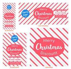Obraz premium Merry Christmas discount a4 DL cover Flyer Banner poster template vector illustration offer holiday greeting card pack set