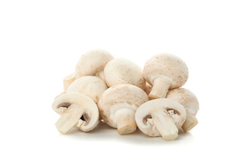 Сhampignon mushrooms isolated on white background, close up