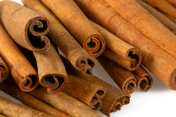 cinnamon sticks isolated on white background