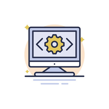 Web Development Outline Filled Vector Icons. Simple illustration.