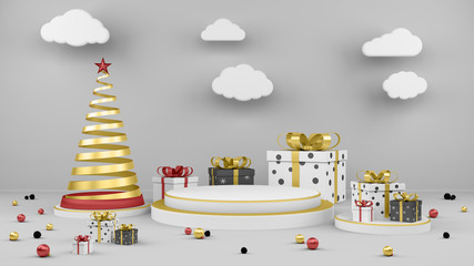 Christmas gift boxes on white background 3D render