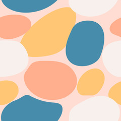 Cute abstract seamless texture with circles shapes in pastel colors. Abstract seamless organic texture. Trendy and stylish wallpaper, textile, wrapping paper, cover, surface design and more