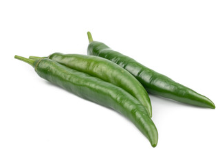 Fresh Green and red chili pepper with sliced isolated on white background, concept of vegetable ingredients in food
