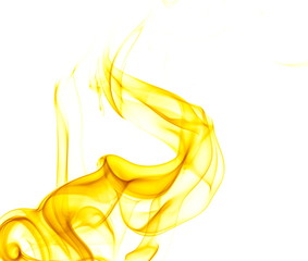 Yellow smoke on white background
