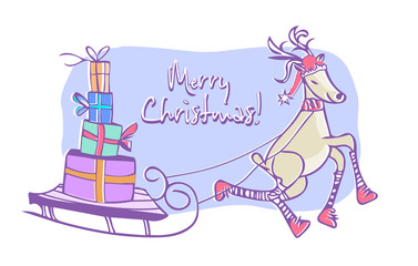 Santas Deer with Sleigh.