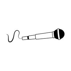 microphone with cord icon, flat design