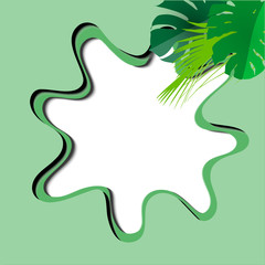 Fototapeta premium Green monstera leaves pattern for nature concept with frame,tropical leaf of paper art style
