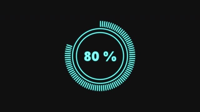 Animated Round interface element download, wait, download. Alpha channel.Percentages in the center of the ring. The glow of the numbers. Rounded Lines at the edges.4K.
