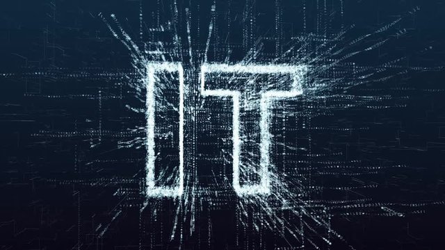 Information technology consists of numbers and symbols of the program code. A shortened abbreviation of it. Global digital reality and a fantastic future.