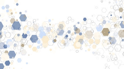 abstract vector background. Concept hexagon shape with lines and dots. Vector Illustration For Wallpaper, Banners, Backgrounds, Cards, landing pages, etc