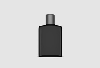 Black Blank Fragrance Parfume Bottle Mockup isolated on light gray background.3D rendering