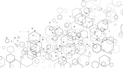 abstract vector background. Concept hexagon with lines and dots .Vector Illustration For Wallpaper, Banner, Background, Card, landing page , etc