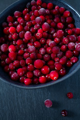 Frozen cranberries background, healthy berries
