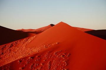 Huge Red sand dunes in Sossusvlei desert in Namibia in the sunrise