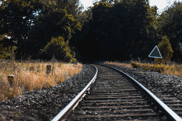 Fototapeta na wymiar Railway tracks in landscape