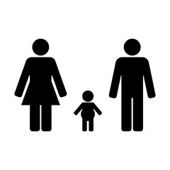 Symbols of man, woman and child. Abstract concept, icon set. Vector illustration.