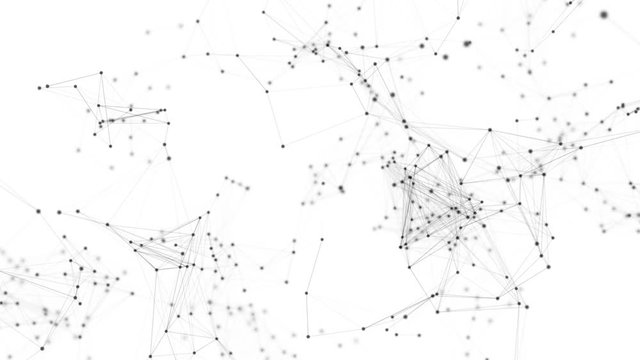 Network animation connected dots on white background. Large cluster of data, Seamless loop 4K