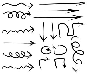 A set of arrows indicating the direction drawn by hand