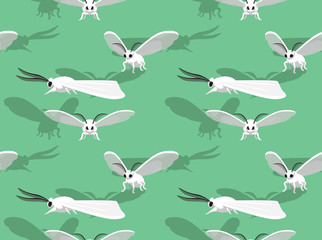 Poodle Moth Cute Cartoon Seamless Background Wallpaper-01