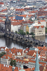 Fototapeta na wymiar 展望台よりプラハの街風景　カレル橋　モルダウ川