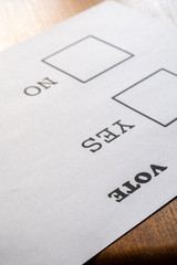 vote yes or no with tick box 