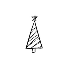 Christmas tree doodle pine tree sketch tree drawing holiday decoration star ornament retro Xmas