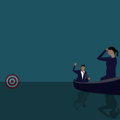 Business team and direction. Concept business direction vector illustration, Boat, Challenge, Risk.