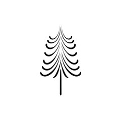 Fototapeta premium Christmas tree doodle pine tree sketch tree drawing holiday decoration star ornament retro Xmas