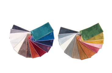 Types and samples of carpets in different colors. Carpets for rooms, apartments and houses