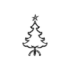 Christmas tree doodle pine tree sketch tree drawing holiday decoration star ornament retro Xmas