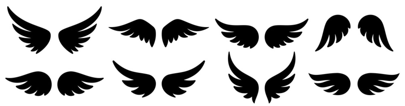 Wings icons set. Wing logo. Vector