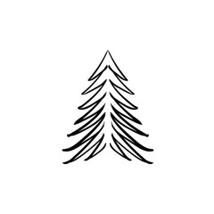 Obraz premium Christmas tree doodle pine tree sketch tree drawing holiday decoration star ornament retro Xmas